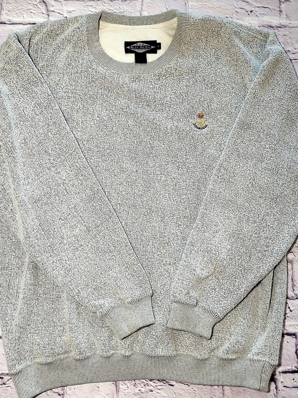 Vintage 90s Hewn Jumper Shirt Oversized Sherpa Lined Embroidery Marled Large